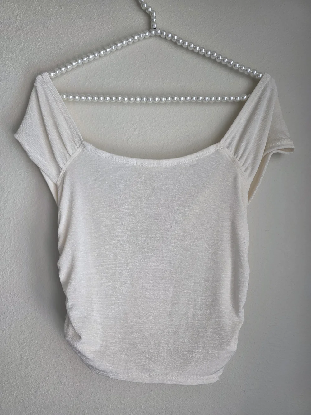 Ruched Cream Cropped Top Altar'd State - Picture 8 of 9